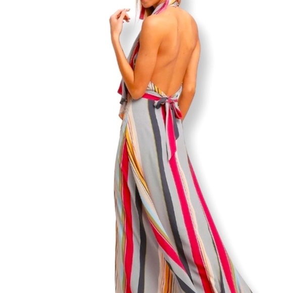 Lulu's Esplanade Drape Front Halter Maxi Dress Size: XS - Picture 3 of 15